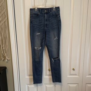 Express High Rise Ripped Denim Jeans
